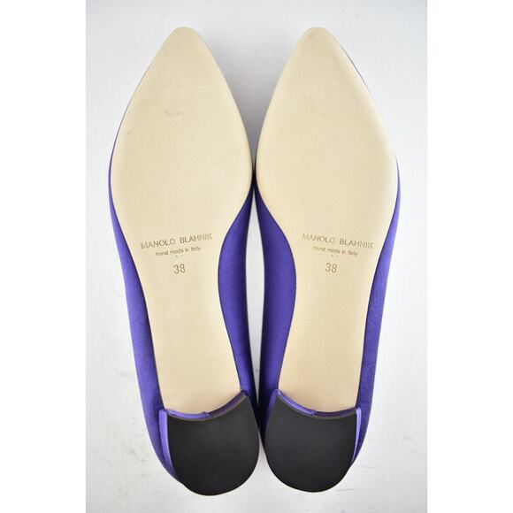 Manolo Blahnik Hangisi Violet Purple Satin Jewel Buckle Ballerina Ballet Flat 38 - Picture 12 of 12